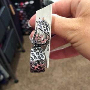 Silver tone hoop earrings